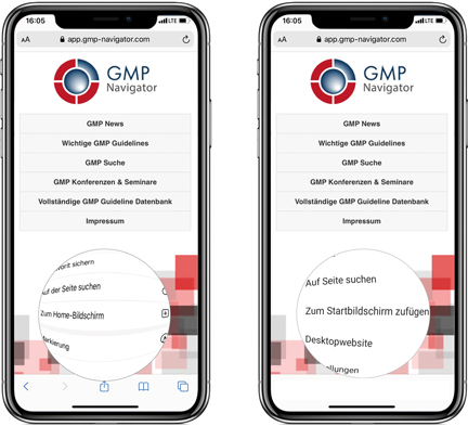 GMP Navigator WebApp - Home Screen