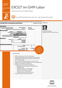 EXCEL im GMP-Labor (A 15) - Live Online Seminar