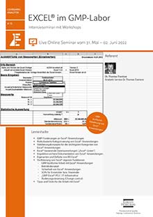 EXCEL im GMP-Labor (A 15) - Live Online Seminar