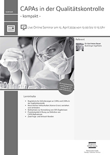 CAPAs in der Qualitätskontrolle -kompakt- Live Online Seminar