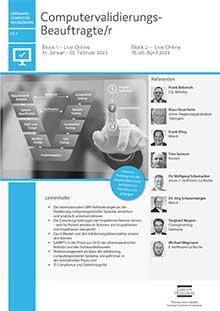 Computervalidierungs-Beauftragte/r (CV 7) - Block 2 - Live Online Seminar
