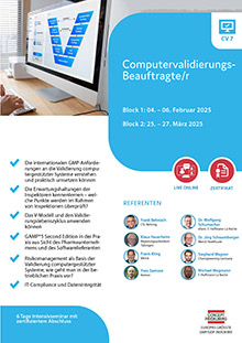 Computervalidierungs-Beauftragte/r (CV 7) - Block 2 - Live Online Seminar