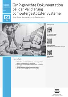 GMP-gerechte Dokumentation bei der Validierung computergestützter Systeme (CV 8) - Live Online Seminar
