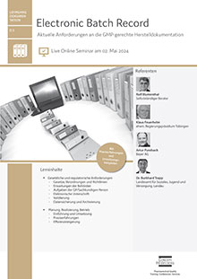 Electronic Batch Record (D 3) - Live Online Seminar