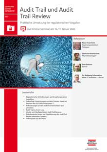 Audit Trail und Audit Trail Review (DI 3) - Live Online Seminar