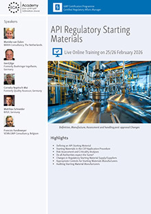API Regulatory Starting Materials - Live Online Training