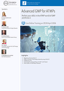 Advanced GMP for ATMPs - Live Online Training