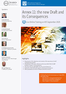 Annex 11: the new draft and its consequences - Live Online Training