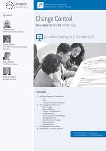 Live Online Training: Change Control - New Aspects and Best Practices - Im Auftrag der ECA Academy