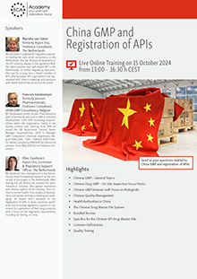 China GMP and Registration of APIs - Live Online Training
