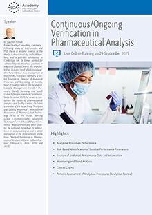 Continuous/Ongoing Verification in Pharmaceutical Analysis - Live Online Training