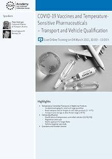 Live Online Training: COVID-19 Vaccines and Temperature-Sensitive Pharmaceuticals – Transport and Vehicle Qualification Im Auftrag der ECA Academy