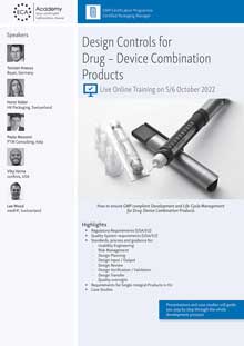 Design Controls for Drug - Device Combination Products - Live Online Training