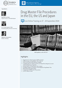 Drug Master File Procedures in the EU, the US and Japan - Live Online Training