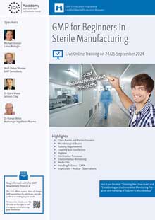 GMP for Beginners in Sterile Manufacturing - Live Online Training
