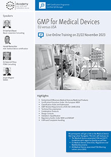 GMP for Medical Devices - Live Online Training