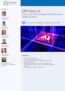 GMP meets AI - How to Use Artificial Intelligence in Quality Assurance and Quality Control - Live Online Training