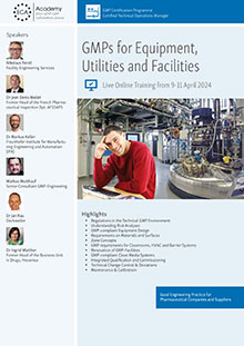 GMPs for Equipment, Utilities and Facilities - Live Online Training