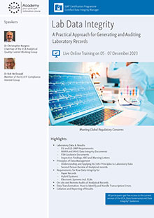 Lab Data Integrity, Part 1 & Part 2 - Live Online Training
