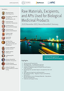 Raw Materials, Excipients and APIs Used for Biological Medicinal Products