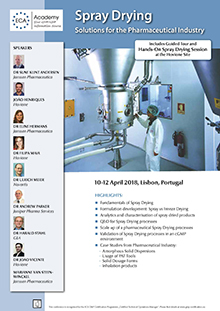 Spray Drying With Guided Tour at the Hovione Site (Workshop is fully booked) Im Auftrag der ECA Academy