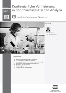 Kontinuierliche Verifizierung in der pharmazeutischen Analytik - Live Online Seminar