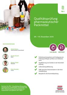 Qualitätsprüfung pharmazeutischer Packmittel (PM 1) - Live Online Seminar