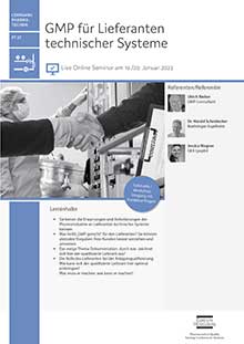 GMP für Lieferanten technischer Systeme (PT 27) - Live Online Seminar