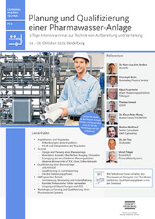 Planung und Qualifizierung einer Pharmawasser-Anlage (PT 9)