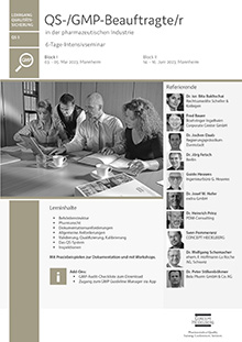QS-/GMP-Beauftragte/r in der pharmazeutischen Industrie - Block I (QS 5)