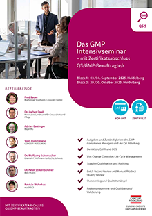Das GMP Intensivseminar - Block 1 (QS 5)