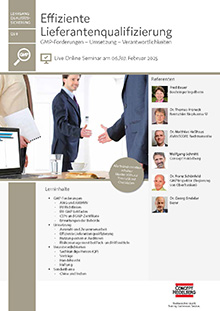 Effiziente Lieferantenqualifizierung (QS 9) - Live Online Seminar 