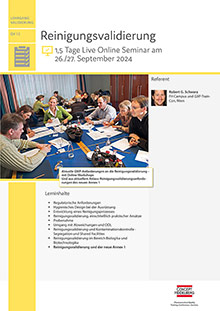 Reinigungsvalidierung (QV 12) - Live Online Seminar