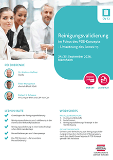 Reinigungsvalidierung unter Berücksichtigung des PDE-Konzepts (QV 12)