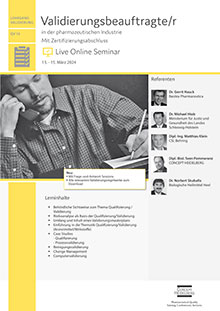 Validierungsbeauftragte/r in der pharmazeutischen Industrie (QV 16) - Live Online Seminar