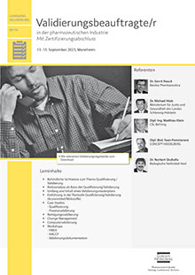 Validierungsbeauftragte/r in der pharmazeutischen Industrie (QV 16)