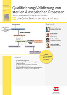 Validierung von sterilen und aseptischen Prozessen (QV 3) - Live Online Seminar
