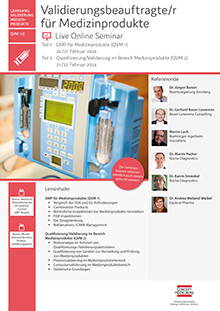 Validierungsbeauftragte/r für Medizinprodukte (QVM 1 / QVM 2) - Live Online Seminar