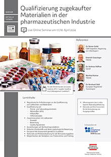 Qualifizierung zugekaufter Materialien in der pharmazeutischen Industrie - Live Online Seminar