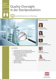 Quality-Oversight in der Sterilproduktion (S 11) - Live Online Seminar