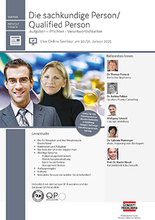 Die sachkundige Person/Qualified Person - Live Online Seminar