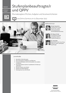 Stufenplanbeauftragte/r und QPPV - Live Online Seminar