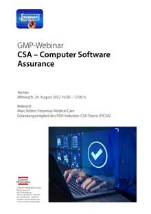 CSA – Computer Software Assurance - Live Webinar