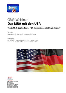 GMP Webinar: Das MRA mit den USA - Tatsächlich das Ende der FDA-Inspektionen in Deutschland?